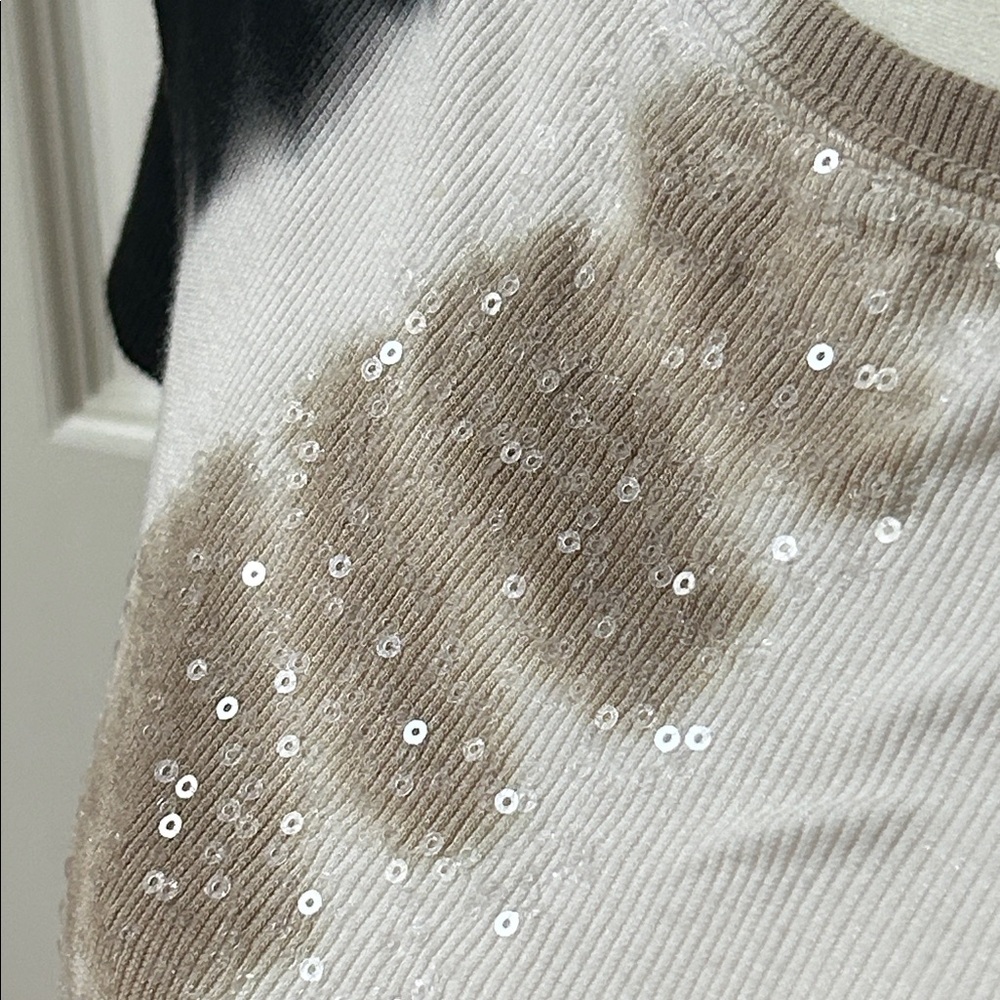 INC International Concepts Black and Cream Tie-Dye Tee with sequence detail - Picture 3 of 6